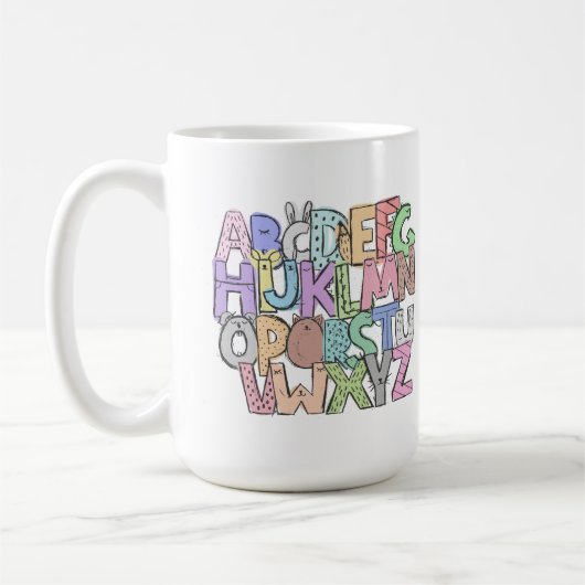Farbenfrohe Alphabet Tasse (Links)