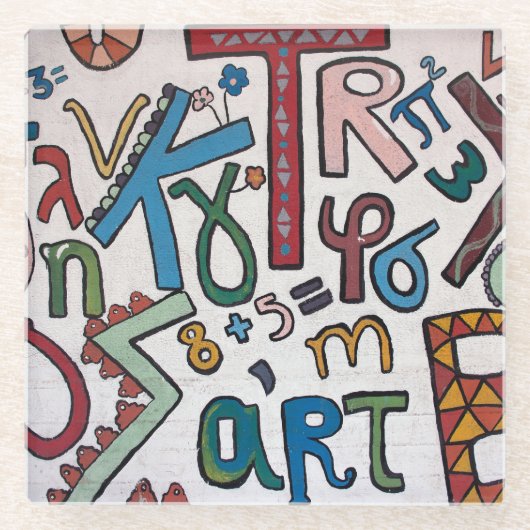 Farbenfrohe Alphabete Glasuntersetzer (Vorderseite)