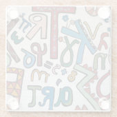 Farbenfrohe Alphabete Glasuntersetzer (Rückseite)