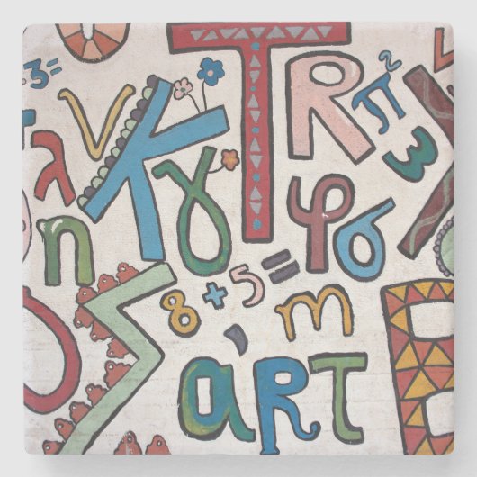 Farbenfrohe Alphabete Steinuntersetzer (Vorderseite)