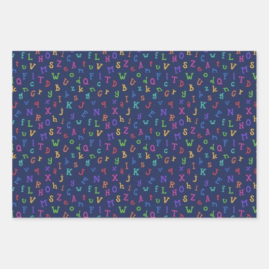 Farbenfrohe Alphabete zurück zum Schulmuster Geschenkpapier Set (Vorderseite 3)