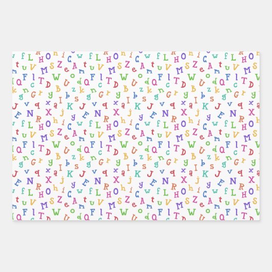 Farbenfrohe Alphabete zurück zum Schulmuster Geschenkpapier Set (Vorderseite 2)