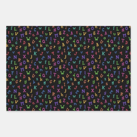 Farbenfrohe Alphabete zurück zum Schulmuster Geschenkpapier Set (Vorderseite)