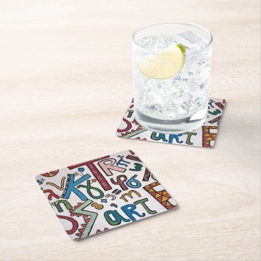 Farbenfrohe Alphabets Paper Untersetzer (Vor Ort)