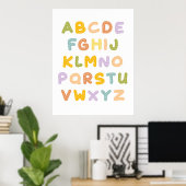 Farbenfrohe Alphabets Süsse Kinderzimmer Poster (Heimbüro)