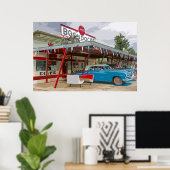 Farbenfrohe Alt Drive-In und Old Car Poster (Heimbüro)