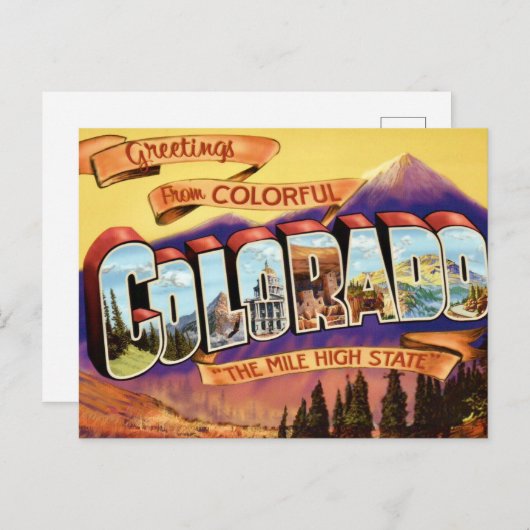 Farbenfrohe alte Colorado Gruß Postkarte (Vorne/Hinten)