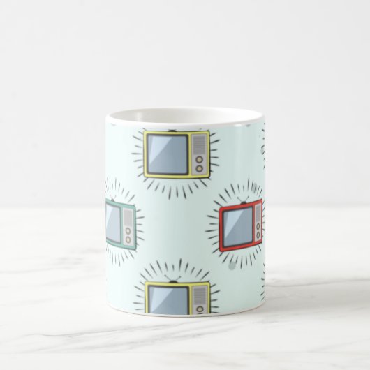 Farbenfrohe alte Fernsehmuster Kaffeetasse (Mittel)