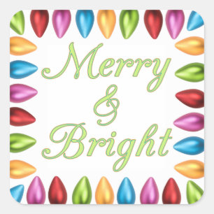 Farbenfrohe alte Mode Große Weihnachtsglühbirnen Quadratischer Aufkleber