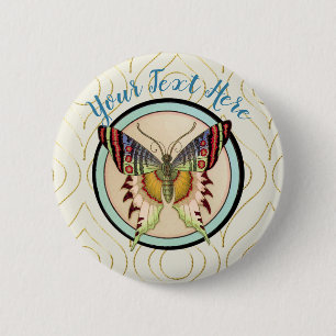Farbenfrohe alte Schmetterlinge Button