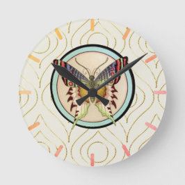 Farbenfrohe alte Schmetterlinge Runde Wanduhr