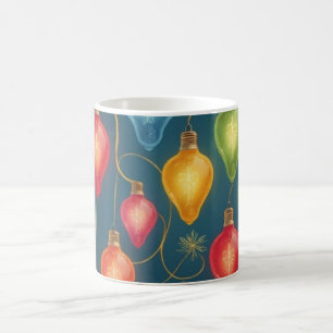 Farbenfrohe, altmodische Weihnachtsbeleuchtung Kaffeetasse