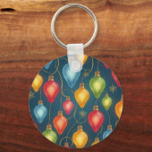 Farbenfrohe, altmodische Weihnachtsbeleuchtung Schlüsselanhänger (Vorderseite)