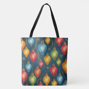 Farbenfrohe, altmodische Weihnachtsbeleuchtung Tasche