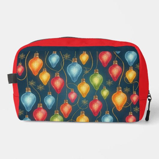 Farbenfrohe, altmodische Weihnachtsbeleuchtung Waschbeutel (Vorderseite)