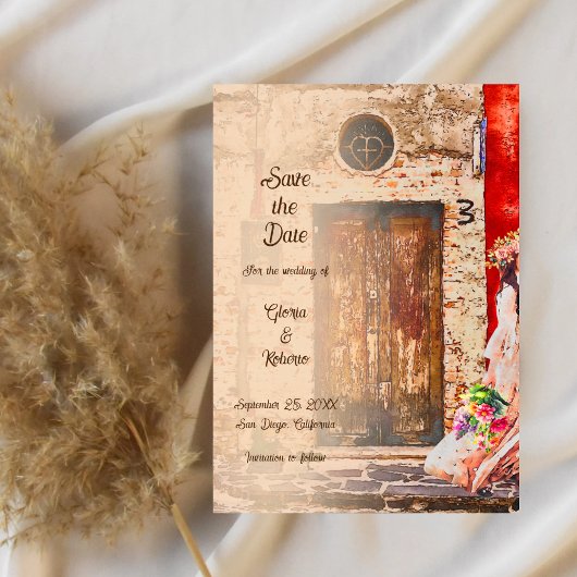 Farbenfrohe Altstadt Mexikanische Hochzeit Einladung