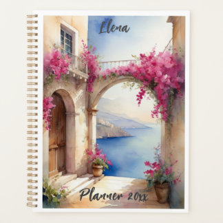 Farbenfrohe Amalfi Küste Aussicht Bougainvillea Planer
