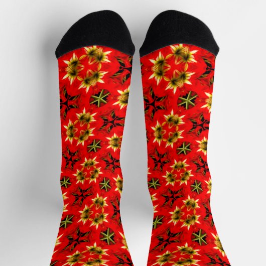 Farbenfrohe Amaryllis Muster Socken (Oben)