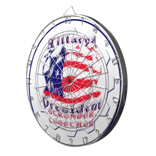 Farbenfrohe amerikanische Flaggenfarben Hillary fü Dartscheibe (Vorderseite rechts)