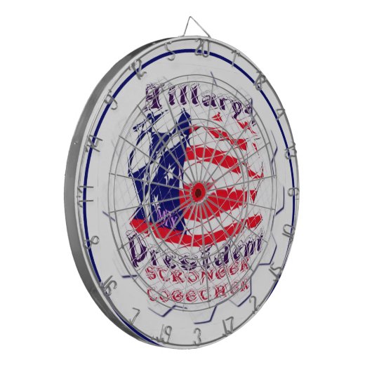 Farbenfrohe amerikanische Flaggenfarben Hillary fü Dartscheibe (Vorderseite Links)