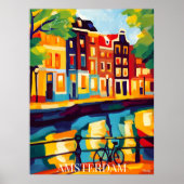 Farbenfrohe Amsterdam Canal Scene Abstrakt Fauvism Poster (Vorne)