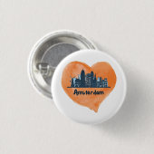 Farbenfrohe Amsterdam City Skyline Wasserfarbenher Button (Vorne & Hinten)