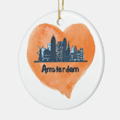 Farbenfrohe Amsterdam City Skyline Wasserfarbenher Keramik Ornament (Links)