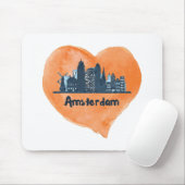 Farbenfrohe Amsterdam City Skyline Wasserfarbenher Mousepad (Mit Mouse)