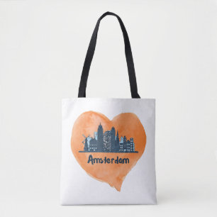 Farbenfrohe Amsterdam City Skyline Wasserfarbenher Tasche