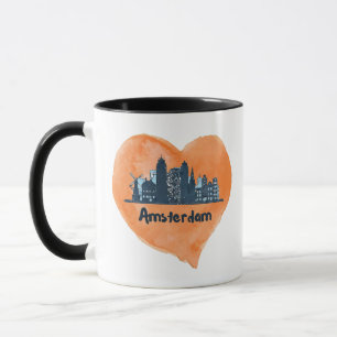 Farbenfrohe Amsterdam City Skyline Wasserfarbenher Tasse