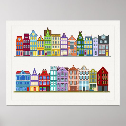 Farbenfrohe Amsterdamer Row Houses 1 Poster (Vorne)