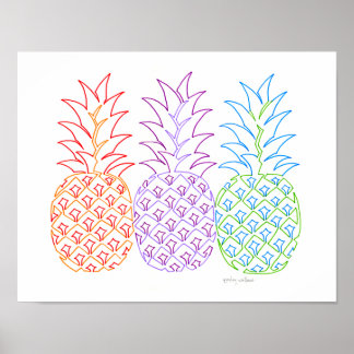 Farbenfrohe Ananas Art Poster