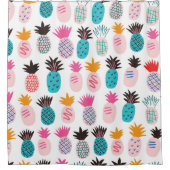 Farbenfrohe Ananas-Blätter, tropisches Doodle. Duschvorhang (Vorderseite)