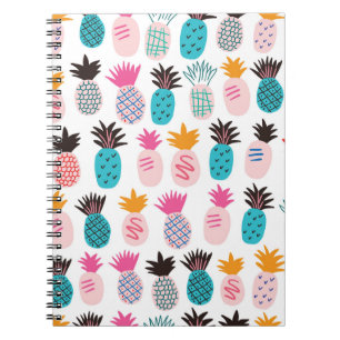 Farbenfrohe Ananas-Blätter, tropisches Doodle. Notizblock