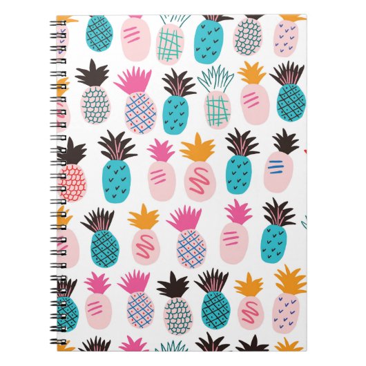 Farbenfrohe Ananas-Blätter, tropisches Doodle. Notizblock (Vorderseite)