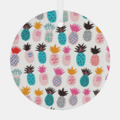 Farbenfrohe Ananas-Blätter, tropisches Doodle. Ornament Aus Glas (Rückseite)