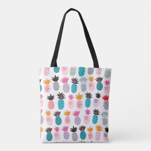 Farbenfrohe Ananas-Blätter, tropisches Doodle. Tasche (Rückseite)