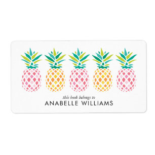Farbenfrohe Ananas Buchzeichen Labels