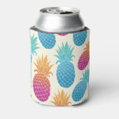 Farbenfrohe Ananas hellgelber Hintergrund Dosenkühler (Kanne Rückseite)