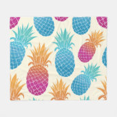 Farbenfrohe Ananas hellgelber Hintergrund Fleecedecke (Vorderseite (Horizontal))