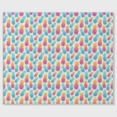 Farbenfrohe Ananas hellgelber Hintergrund Geschenkpapier (Flach)