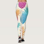 Farbenfrohe Ananas hellgelber Hintergrund Leggings (Rückseite)