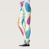 Farbenfrohe Ananas hellgelber Hintergrund Leggings (Links)