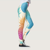 Farbenfrohe Ananas hellgelber Hintergrund Leggings (Rechts)