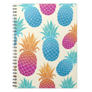 Farbenfrohe Ananas hellgelber Hintergrund Notizblock