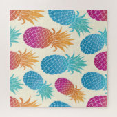 Farbenfrohe Ananas hellgelber Hintergrund Puzzle (Horizontal)