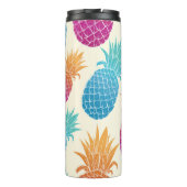 Farbenfrohe Ananas hellgelber Hintergrund Thermosbecher (Rückseite)