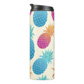 Farbenfrohe Ananas hellgelber Hintergrund Thermosbecher (Nach rechts gedreht)