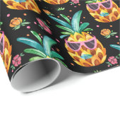 Farbenfrohe Ananas in Sommergläsern Muster Geschenkpapier (Rolleneckpunkt)