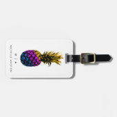 Farbenfrohe Ananas | Monogramm Custom Gepäckanhänger (Vorderseite horizontal)